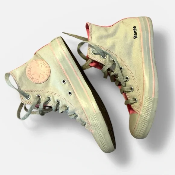 ‼️Converse All Star Chuck Taylor Custom High-Top Sneakers - Pink and Pale grey - Picture 4 of 11